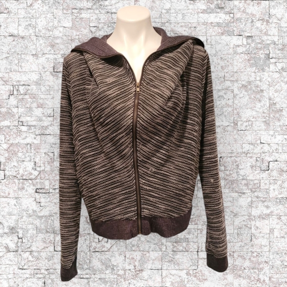 Mystree Sweaters - Mystree Women's Large Black and Grey Zip-up Hooded Sweater